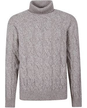 Eleventy Cable-Knit Turtleneck Jumper - Grey