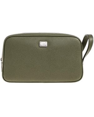 Dolce & Gabbana Logo-Plaque Clutch Bag - Green