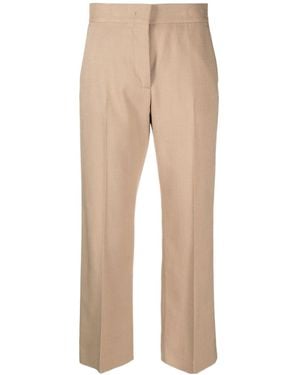 MSGM Mid-Rise Straight-Leg Cropped Tailored Pants - Natural