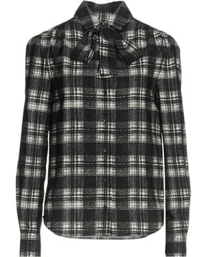 Saint Laurent Plaid Long Sleeve Shirt - Black