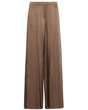 Marella Wide-Fit Crinkle Twill Pants - Brown