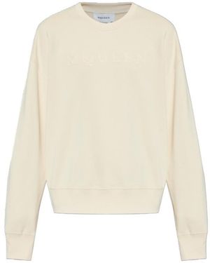 McQueen Logo Printed Crewneck Sweatshirt - White