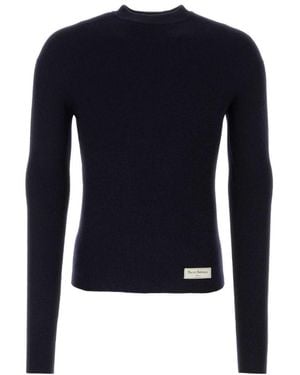 Balmain Logo Patch Knitted Jumper - Blue