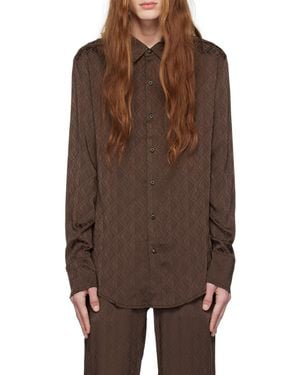 Marine Serre Moon Diamond Button-Down Shirt - Brown