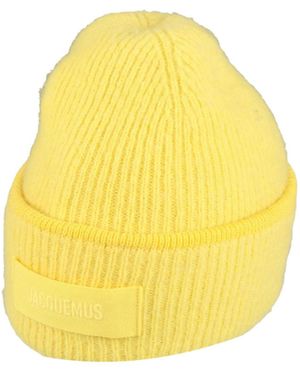 Jacquemus Solid Colour Knitted Hat - Yellow
