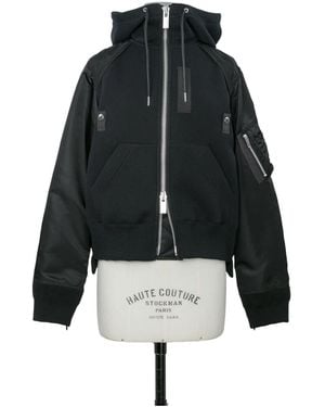 Sacai Long-Sleeve Hooded Sweatshirt - Black