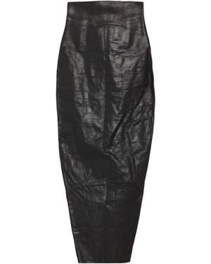 Rick Owens Solid Color Leather Skirt - Gray