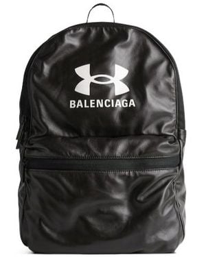 balenciaga logo print leather backpack Puffy Logo-Print Mens Balenciaga Signature Backpack M Le city backpack