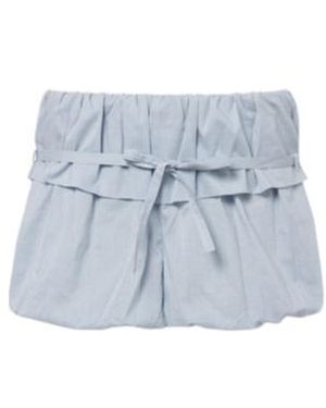 Magda Butrym Belted Striped Cotton And Silk Shorts - Blue