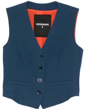 Patrizia Pepe Fitted Button-Front Jacket - Blue