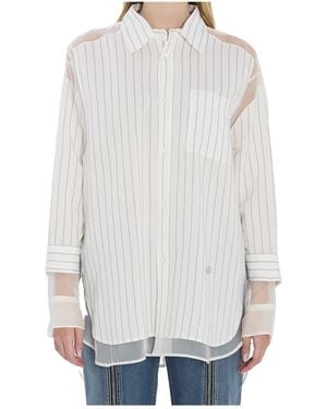 Jean Paul Gaultier Striped Sheer-Panel Shirt - White
