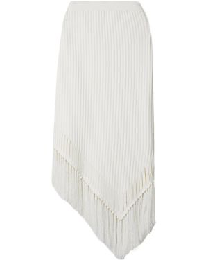 Cult Gaia Tonisha Asymmetrical Fringe Ribbed Knit Midi Skirt - White