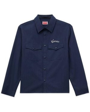 KENZO Varsity' Embroidered Overshirt - Blue