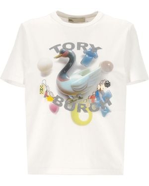 Tory Burch Graphic Printed Crewneck T-Shirt - White