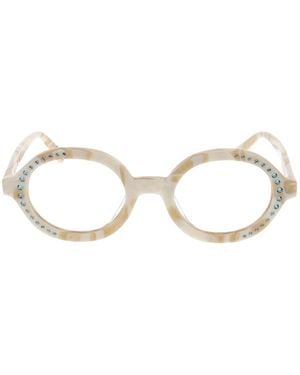 Marni Eyewear Round Frame Embellished Glasses - White