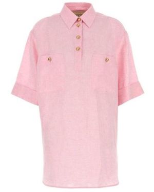 Valentino Button Detailed Short-Sleeved Shirt - Pink