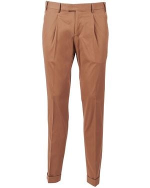 PT01 Pleated Flap-Pocket Pants - Brown