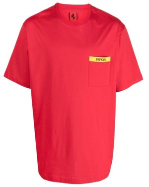 Ferrari Sporty Jersey T-Shirt With Logo - Red