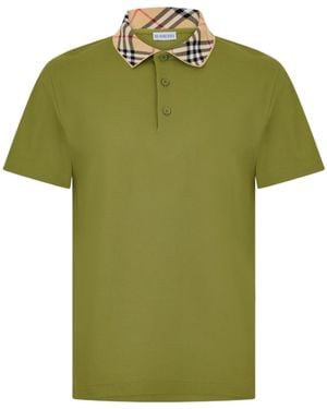 Burberry Plaid Collar Polo Shirt - Green
