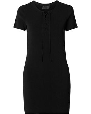 Nili Lotan Palma Lace-Up Short-Sleeve Dress - Black