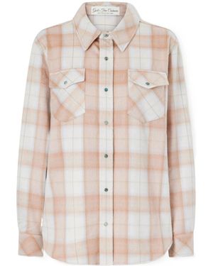 God's True Cashmere Champagne Tartan Cashmere Shirt - White