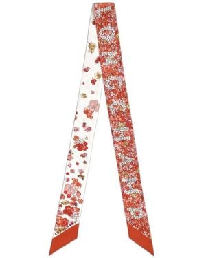 Longchamp Floral Print Silk Scarf - Red