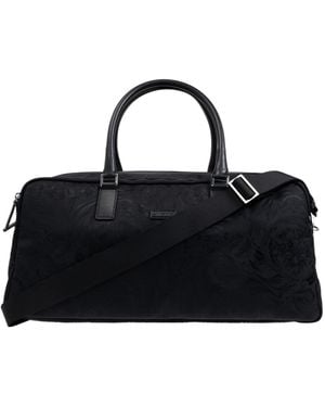 Versace Barocco-Printed Zipped Weekend Bag - Black