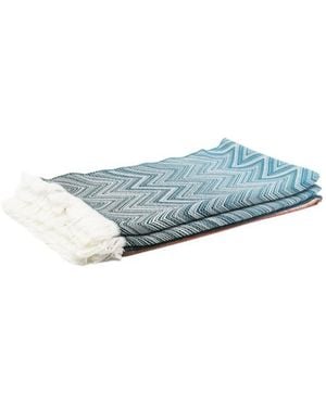 Missoni Chevron-Pattern Fringed Blanket (130 X 190) - Blue