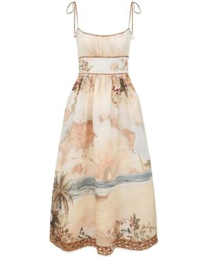 Zimmermann Mahon Printed Midi Dress - Natural