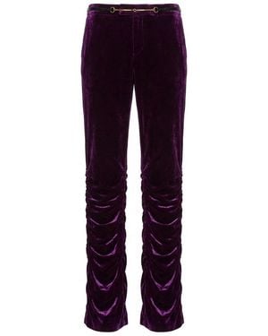 Gucci Belted Runched Trousers - Purple