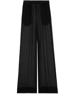Saint Laurent High Waist Wide Leg Pants - Black