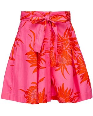 Pinko Graphic Printed Belted Shorts - Red
