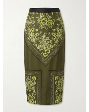 Gucci Floral Silk Midi Skirt - Green