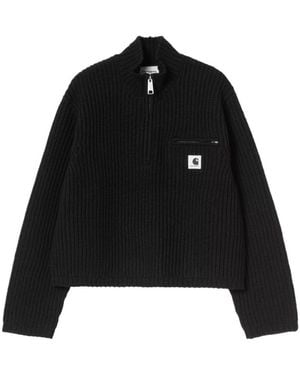 Carhartt W' Detroit Half-Zip Ribbed Knit Jumper - Black