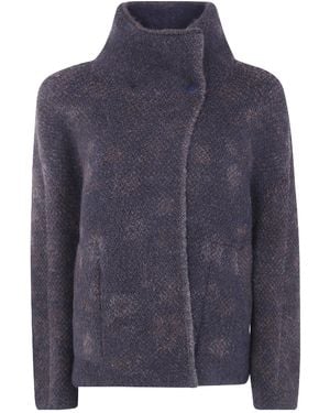 Boboutic High-Neck Textured Jacket - Blue