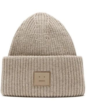 Acne Studios Ribbed Patch Beanie - Natural