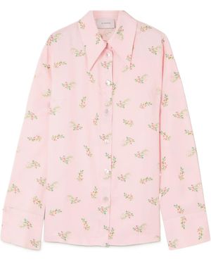 Sleeper Blossom Floral-Print Satin Shirt - Pink