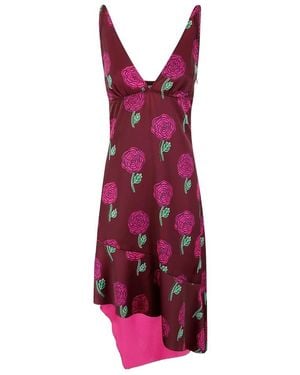 Versace Jeans Couture Couture Floral-Printed V-Neck Sleeveless Dress - Purple