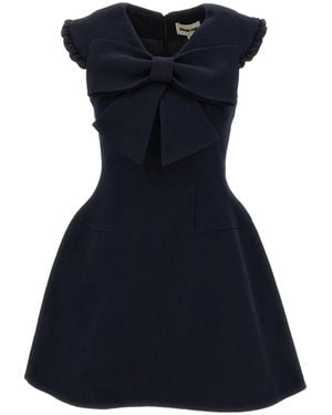ShuShu/Tong Bow-Detail Ruffled-Trim Dress - Blue