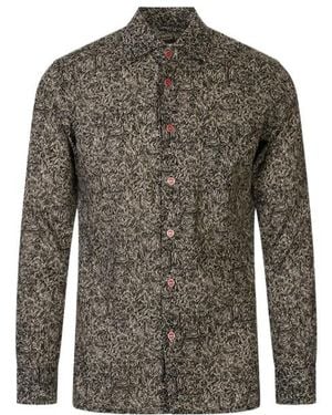 Kiton Floral-Print Long-Sleeve Shirt - Gray