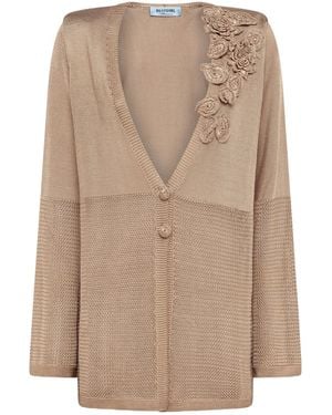 Blugirl Blumarine Floral Knit Cardigan - Natural