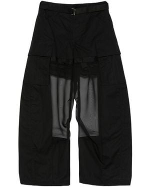 Sacai Sheer Overlay Cargo Pants - Black