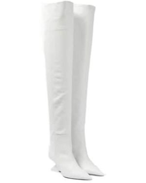 The Attico Cheope Leather Over-The-Knee Boots - White