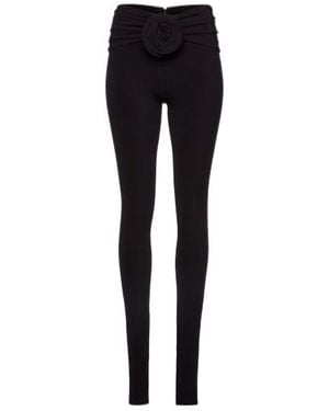 Magda Butrym Draped Rose Decorative Casual Trousers - Black