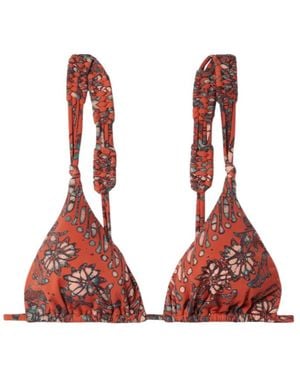 Ulla Johnson Floral Triangle Bikini Top - Red