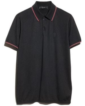 Gucci Crest Embroidery Web Trim Polo Shirt - Black