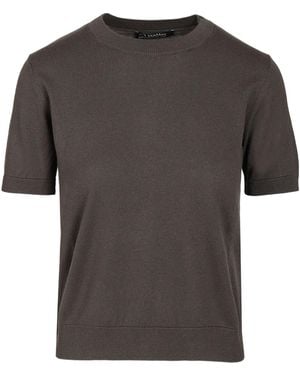 Max Mara S Short-Sleeve Crew-Neck Knitted Sweater - Gray