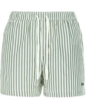 ZEGNA Striped Drawstring Swim Shorts - Green