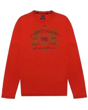 Armani Jeans Logo Long-Sleeved T-Shirt - Red