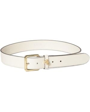 Ralph Lauren Lrl Logo-Plaque Leather Belt - White